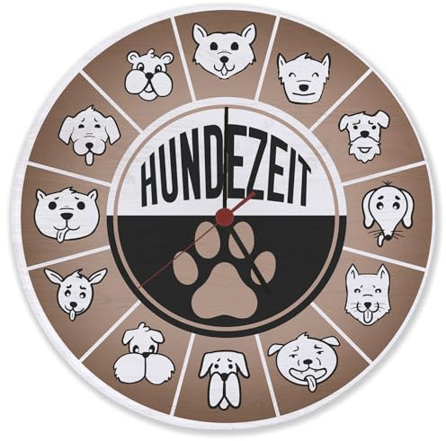 speecheese Hundezeit mit lustigen Hunden Wanduhr aus Glas lustige Uhr für Hundehalter und Hundefreunde als Deko für Dein Wohnzimmer, wenn du die pelzigen Vierbeiner liebst