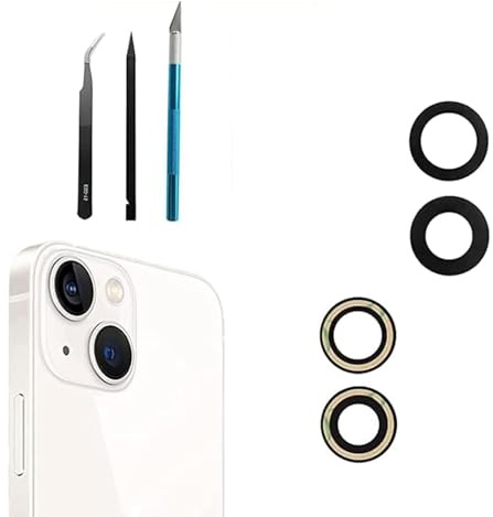 13/13 Mini lente de cámara trasera de repuesto para iPhone 13/iPhone 13 Mini cámara trasera de vidrio de repuesto con adhesivo preinstalado y kit de herramientas de reparación, antiarañazos de lente