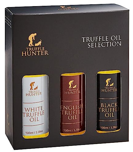 TruffleHunter - Ensemble d'Huiles de Truffe Anglaise, Noire et Blanche - Huile d'Olive Extra Vierge & Huile de Colza Pressée à Froid - 100ml x 3