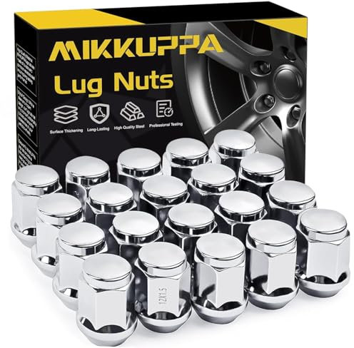 MIKKUPPA M12x1,5 Radmuttern SW19 Ersatz für 2006-2019 Ford Fusion, 2000-2019 Ford Focus, 2001-2019 Ford Escape Aftermarket Räder, 20 Stück Chrom geschlossene Radmuttern