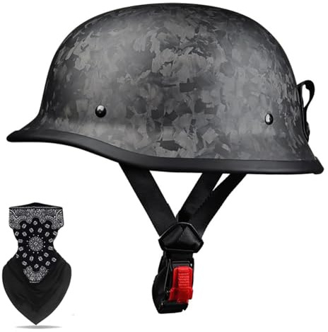 Labzaa Halbschalenhelm mit ECE, Deutsch Helm Halboffenen Vintage Öffnen Motorradhelm Halb-Helm Chopper Helm für Mopeds Cruiser Vintage Jet Helm Schnellverschlussschnallen F XXXL