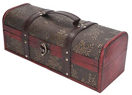 Jwthee Vintage Wood Wine Bottle Box, European Retro Decorative Case With Handle Single Wine Bottle Storage Box Wine Bottle Holder Display Portable Wooden Wine Box