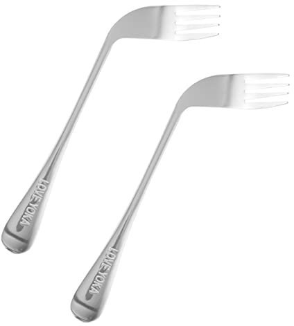 Ipetboom 2pcs Left-Handed Angled Forks for Elderly Disabled Ergonomic Feeding Utensils for Convenient Self-Feeding
