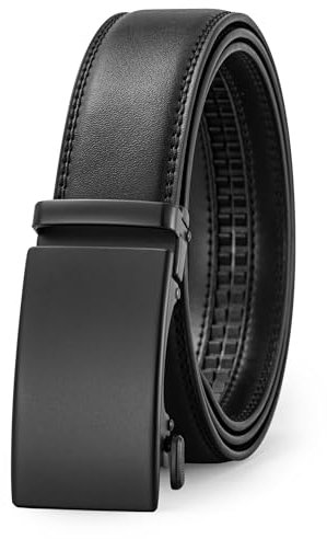 KUULIMEE Gürtel Herren,Ratsche Ledergürtel Für Herren Anzug Business Jeans,Breit 35mm-3022-BLACK 251-HEI PI-140cm