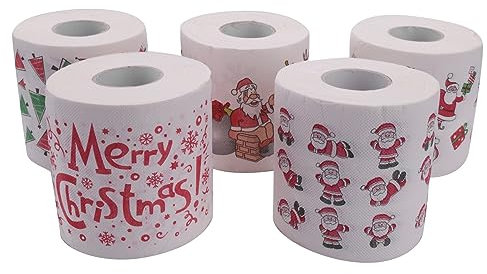 Agwuoetr 5 Stile Weihnachts Papierrolle Seiden Papier HandtüCher Weihnachts Schmuck Weihnachten Santa BüRo Toiletten Papier 5 Rolle