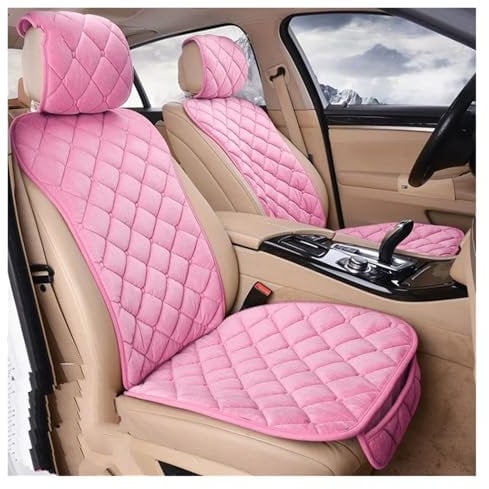Coprisedili Auto Coprisedile Rosa Per Auto Per Donna Caldo Invernale In Peluche Cuscino Per Sedile Antiscivolo Universale Per SUV E Berlina Coprisedile Auto(Front Light Pink 2pc)