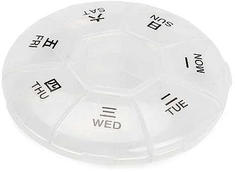 Qusedwey 1 Piece Round Portable Pill Box Medicine Planner Small Case Weekly Pill Organizer