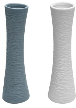 TAIYOU 2 Stück Moderne Keramikvase Set Weiß Grau Blumenvase für Trockenblumen Frischblumen Keramik Vase für Pampasgras Dekoration Bürohauses Tischdecko