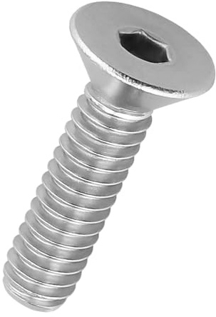 Lot de 50 vis à tête plate à tête plate de 5/8, boulons hexagonaux à tête fraisée, acier inoxydable 304 18-8, entièrement fileté, finition brillante