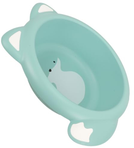 POPETPOP Waschbecken für Babys und Kleines Tragbares Kunststoff Waschbecken mit Cartoon Motiv Verdickt Mintgrün Platzsparend und Sicher für Bad und Waschtisch