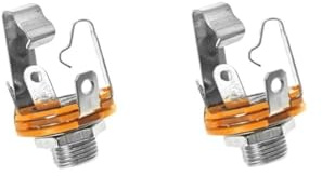 JZK 2-Pack 1/4 Inch Female Guitar Input Jack, 6.35mm TS Mono Panel Mount Socket with Washer and Nut, Solder Type Replacement Connector for Electric Guitar, Bass, Speakers