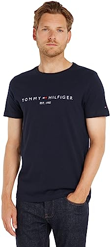 Tommy Hilfiger T-Shirt Homme Core Tommy Logo Tee Encolure Ronde, Bleu (Sky Captain), XL