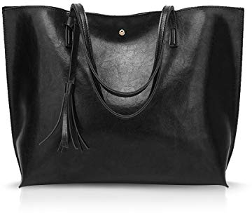 NICOLE&DORIS Damen Tote Tasche Handtasche Schultertasche aus PU-Leder Umhängetaschen Mode große Handtasche Schwarz