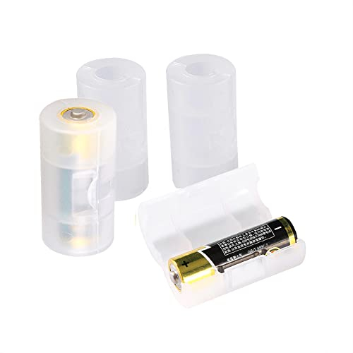 4 STK Batterie Adapter, AA/Mignon auf C/Baby Konverter Switcher, Adapter AA Auf C, C Size Batterie Aufbewahrungsbox, Weiß/Milchig