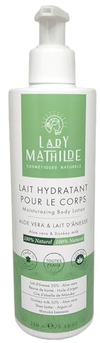 Lady Mathilde - Feuchtigkeitsspendende Körperlotion - Aloe Vera und Eselsmilch - 100% natürlich - Alle Hauttypen, auch sehr trockene und empfindliche - Made in France - 250-ml-Flasche