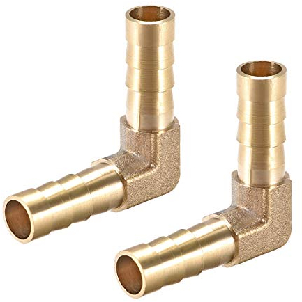 sourcing map 8mm Barb Brass Hose Fitting 90 Degree Elbow Pipe Connector Coupler Tubing 2pcs