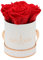 PARIS EN ROSE Rosenbox DELUXE | mit 4 roten Infinity Rosen Größe XL | konservierte ewige Rose | runde Weiß-Roségold Box | 3 Jahre haltbar | Grußkarte