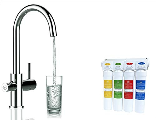 VIZIO Set Completo Rubinetto 3 Vie Cucina VZFL011300 + Sistema Filtro 4 stadi