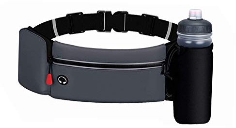Ceinture de course à pied avec porte-bouteille d'eau - Imperméable - Gris réfléchissant