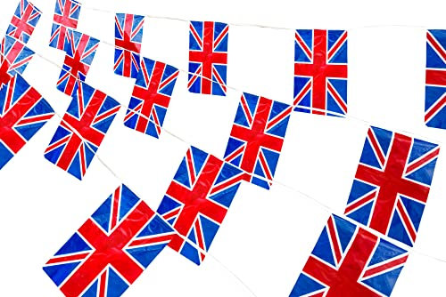SHATCHI Wimpelkette mit britischem Union Jack-Motiv, 3,6 m, quadratisch, 3,6 m