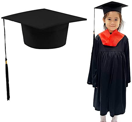 Carnavalife Birrete Graduación para Niños Grandes Sombrero Estudiante de Graduado Fieltro Gorra Unisex Escuela Secundaria Master Doctorado (Negro)