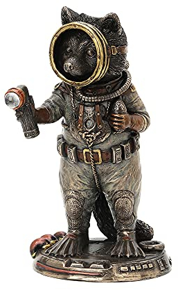 Veronese Design Skulptur Waschbär Frogman Cadet Steampunk Kunstharz handbemalt Tier Sammlerfiguren Militär Geschenk