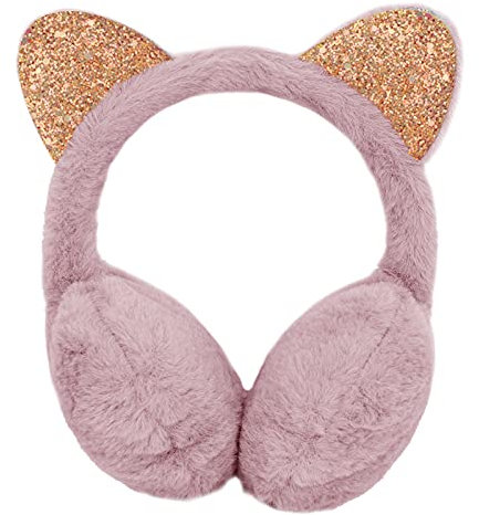 YJZQ Cache Oreille de Chat Fille Caches-Oreilles Mignon Chaton avec Oreilles Brillant Enfant Serre-tête Peluche Cache-Oreille Déguisement de fête Fille 3 Ans