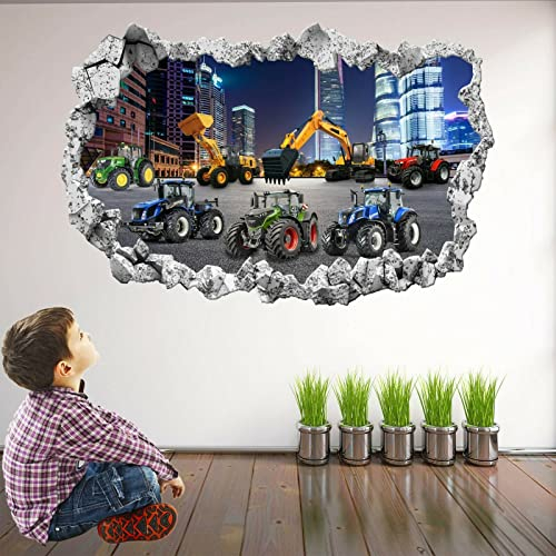 Traktor Bagger Bagger Wandaufkleber Wandbild Posterdruck Kunstdekor