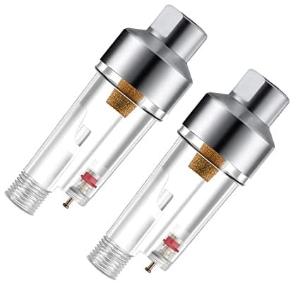 SAGUD 2pcs Airbrush in-Line Mini Air Filter Air Brush Water Moisture Oil Trap Separator Kit, Connects onto Airbrushes and Hoses with 1/8” Threads Directly