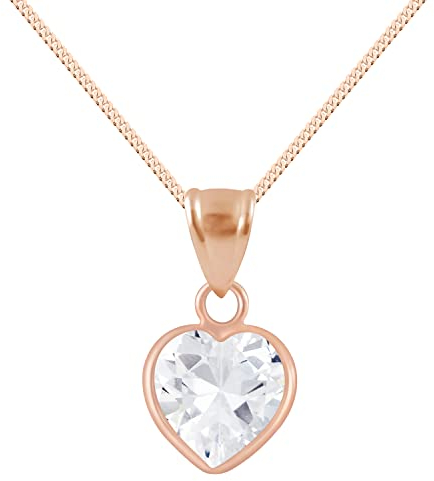 Löb Damen Halskette 925 Silber Roségold Vergoldet kleines Herz mit Zirkonia Stein Anhänger Kette Herzanhänger Herzkette Rose Gold Weiß