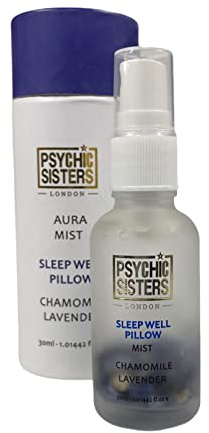 Psychic Sisters - Sleep Well Mist 30ml - Chamomile & Lavender Aromatherapy Oil Aura Mist -Reiki Energised Crystals - Lapis Lazuli Crystals