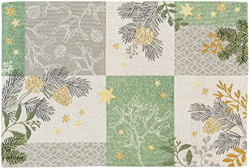 Sander Tischset Platzset Belle Patch Gobelin Weihnachten 32 x 48cm Artikel 99664 Fb. 55 Creme grün Gold Mispelzweig 70% Baumwolle Tanne Stern Kiefer Deckchen