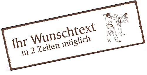 Türschild Karate Namensschild personalisiert mit Gravur- 150mm x 50mm - selbstklebend