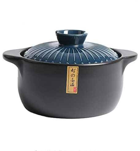 Clay Pot for Cooking, Ceramic Japanese-Stone Pot with Lid, Casserole Hot Pot Bibimbap and Soup,Clay Soup Pot,Heat-Resistant Earthen Pot for Kitchen Cookware,3.5L