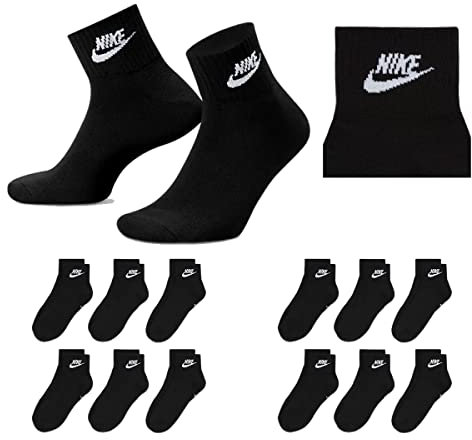 NIKE U NK V CUSH Knöchelsocken für Erwachsene, Unisex, 3 Stück, 12 Paar Schwarz, 46-50