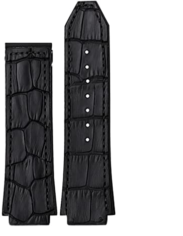BANDKIT 25 x 19 mm echtes Rindsleder Gummi-Armband für Hublot Classic Fusion Universe Big Bang Serie Herren Gürteluhr Band Schmetterling Schnalle, 26-19mm, Achat
