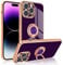 Newseego Electroplated Magnetic iPhone 14 Pro Max Case, 360 Degree Rotation Finger Ring Holder Phone Case Magnet Car Stand Silicone Shockproof Protective Bumper Cover for iPhone 14 Pro Max-Dark Purple