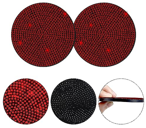 Rumyve 2 Pcs Sparkling Car Coasters - Diamond Crystal Anti-Slip PVC Cup Holders - Car Accessories (Red)