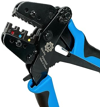 GIZWIZ Austauschbare parallele Ratschen-Crimpzange, isolierte Ringkabelschuhe, AWG 22-10