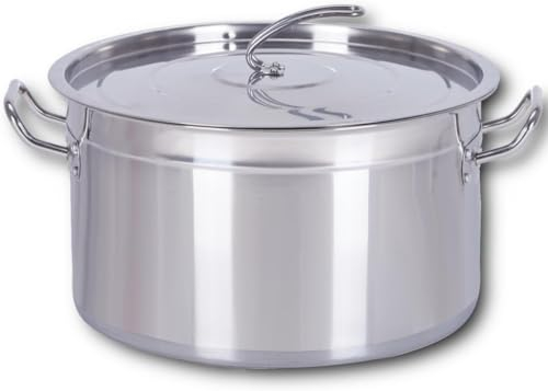 Euro Tische Gastronomie Kochtopf Suppentopf (25 L) - 15 bis 100 Liter Edelstahl Kochtöpfe - ideal geeignet für ALLE Herdarten & große Küchen - Gastro Topfset