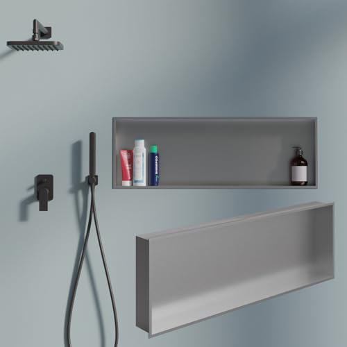 DIY Duschnische 90x30cm Edelstahl gebürstet Wandnische Unterputz Montage Duschregal Fliesennische