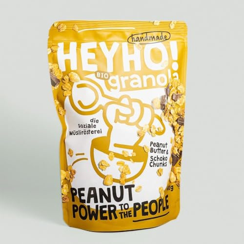HEYHO! Peanut Power to the People - Handmade Granola mit Peanutbutter und Schoko-Chunks - 320 g Beutel