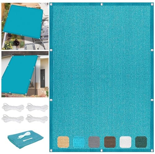 Voile Ombrage Rectangulaire 4 x 4.5 m Respirant Jardin Parasol Jardin, Pelouse, Patio, Piscine Protection UV 98% avec Corde Perméable, Bleu Ciel
