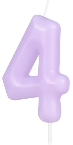 Hongplus Macaron Happy Birthday Kerze – Lila Nummer 4 Kuchendekoration für Party