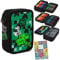 Goldkids - Federmäppchen 3 Fächer - Mäppchen für Mädchen und Jungen - Federmappe 3-Fach Federtasche Gefüllte Schüleretui 46-teilig - Schulmäppchen und Hausaufgabenheft - Game Zone Motiv
