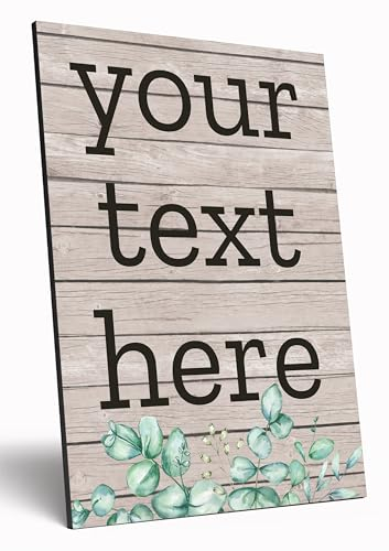 The Plum Penguin Personalised A4 Wooden Wall Hanging Sign Custom Printed Art Quote Words Any Text Leaves Boho Style