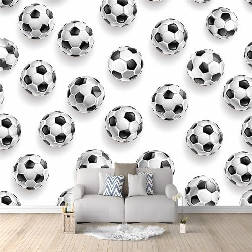 Black and White Football Theme Photo Wallpaper - 200 x 140 cm Non-Woven Premium Fleece Wall Mural - White Background Art Print Bedroom Living Room Decoration Poster