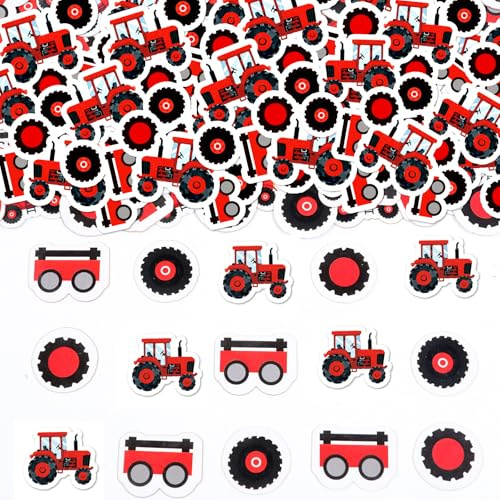 Sursurprise 200PCS roter Traktor Konfetti für Tabelle, Traktor Geburtstag Party Baby Dusche Dekorationen Bauernhof Party Supplies