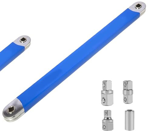 Pro Offset Extension Wrench - Clé d'extension coudée avec 1/2, 1/4 et 3/8 - Multifonctionnelle, convient pour les petits espaces (bleu)