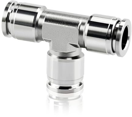 TAILONZ PNEUMATIC 6mm OD Tee 304 Acciaio inox Raccordi da collegare a pressione 3 vie Tubo di collegamento Push Fit Push Lock PE6 (confezione da 1)